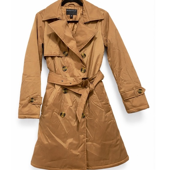 Bernardo Overcoat Women XS Brown Ecoplume Lightweight Polyester Double  Breast - Picture 2 of 5